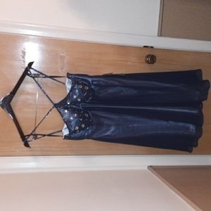 Ignite Evenings By Carol Lin size 14 navy blue lined dress